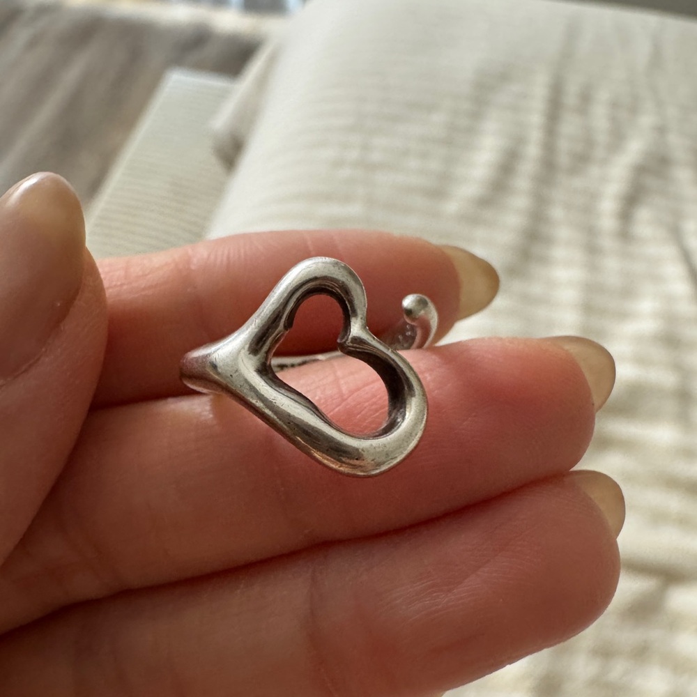 Tiffany Elsa Peretti Sterling Silver Open Heart Ring - size 6